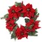 22" Red Velvet Poinsettia Christmas Wreath with Silk Flowers & Berries, Elegant Holiday Door Decor - 2024 Christmas Collection, Floral Home by Artificial Flowers